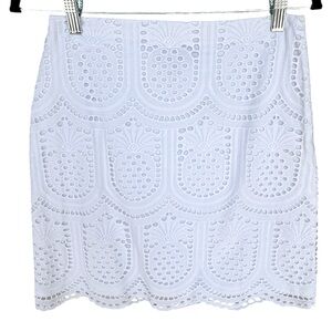 Talbots Petite Bright White A-Line Mini Skirt Scalloped Hem Women's Siz…